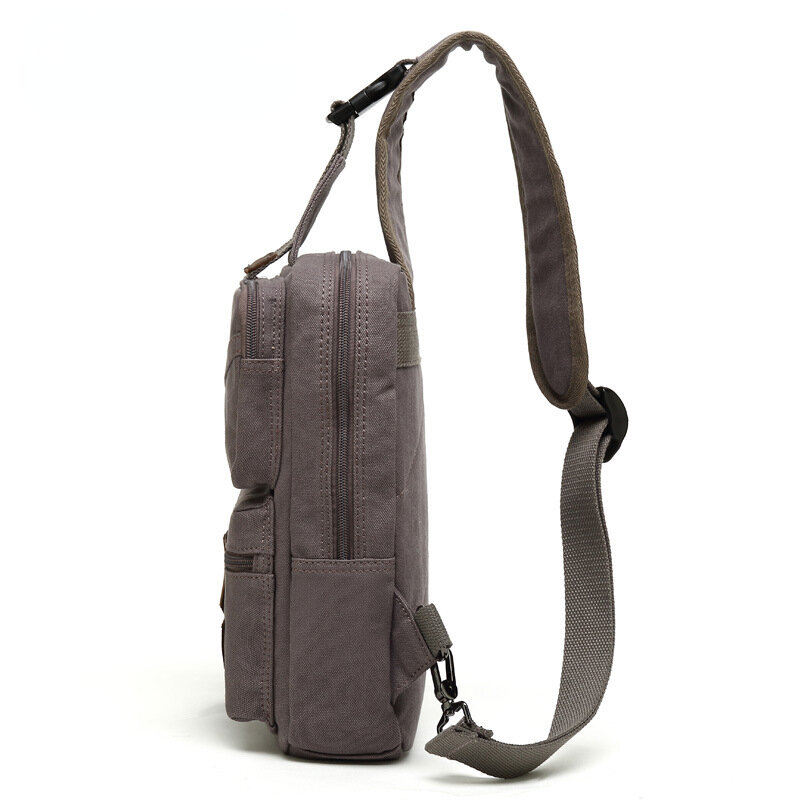 Chikage New Lightweight Canvas Sports Shoulder Bag Large Capacity Men's Chest Bag High Quality Vintage Crossbody Bag