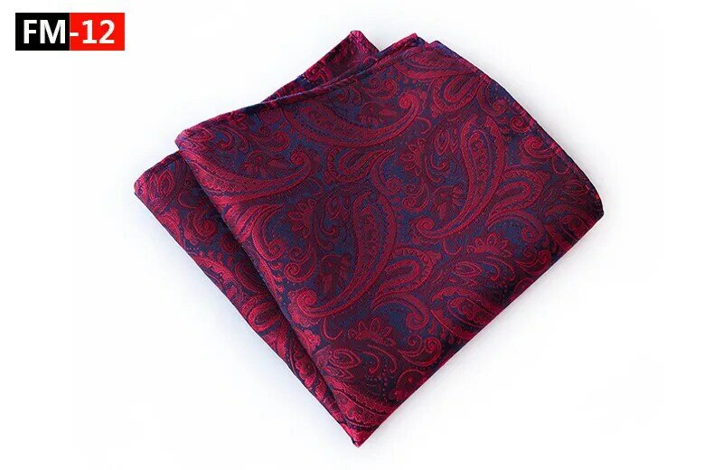 Fashion Plaid Print Pockets Square Wine Red for Man Business Office Wedding Gift Party Accessories Handkerchiefs