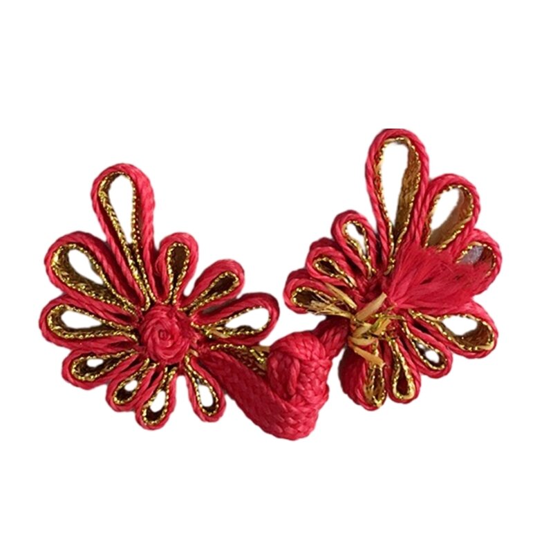 Botão nó chinês feito à mão formato flor prendedor fita traje artesanato faça você mesmo