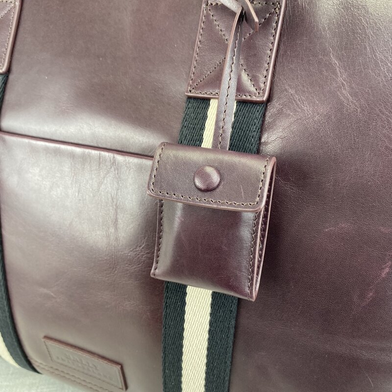 Tas Travel merek B mewah mode desain bergaris koper kasual bisnis tas tangan kulit kualitas tinggi kapasitas besar