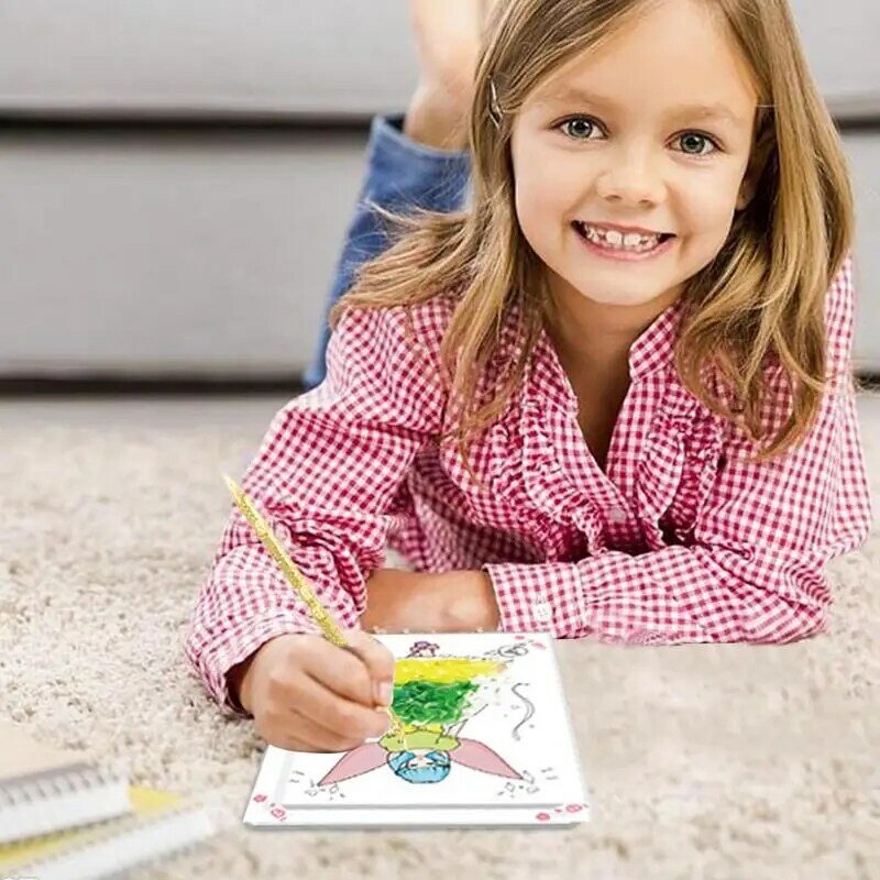 Kit kerajinan kain untuk anak-anak, paket bahan lukisan buku aktivitas warna-warni lukisan tusukan teka-teki kreatif