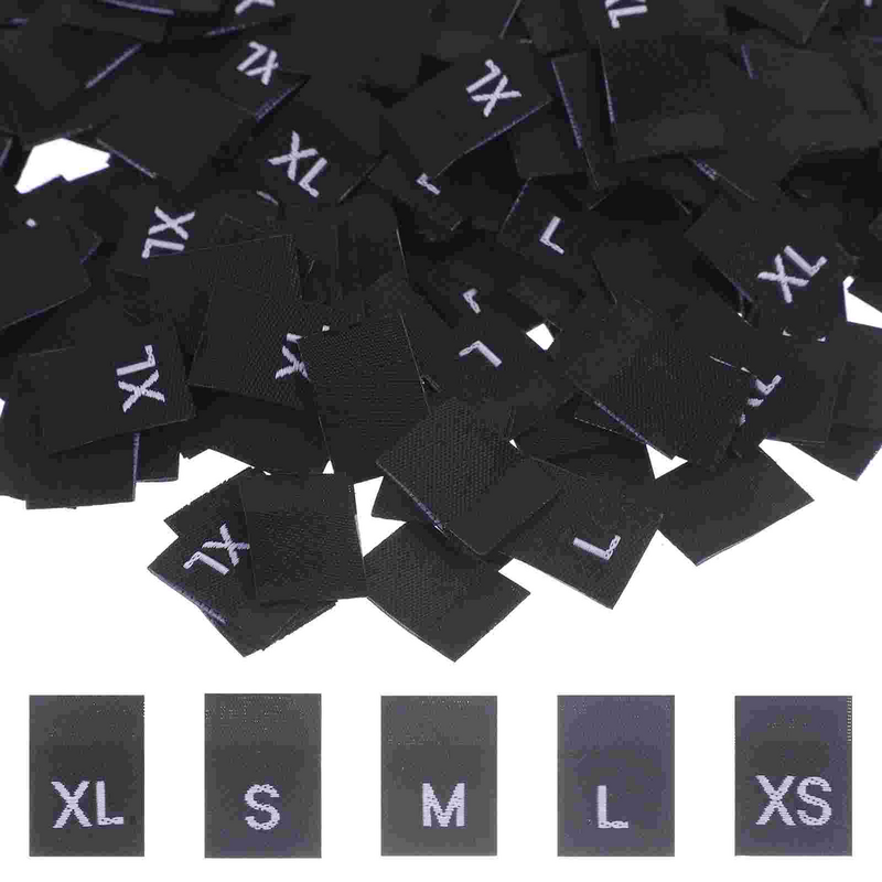 500 Stück schwarz in Etiketten Band Blackstome Schnitt nähen Kleidung Größe Nähen Tags Kleidung Kleidung schwarz-ish