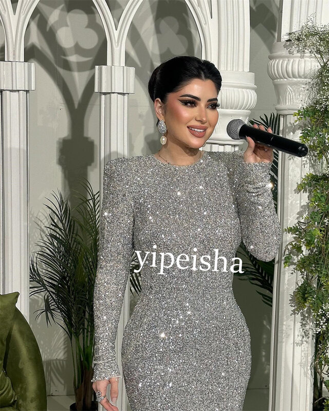 Sequin Sequined Celebrity Sheath Jewel Bespoke Occasion Gown Long Dresses