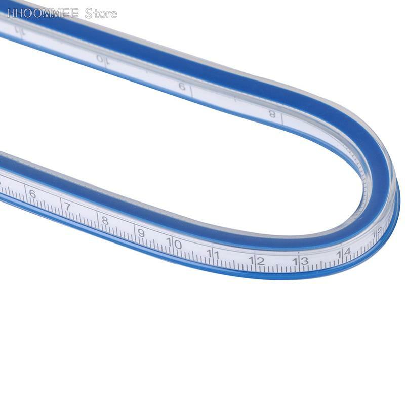 Regla curva Flexible de 1 piezas, herramienta de medición de dibujo, cinta métrica de plástico suave de 30cm