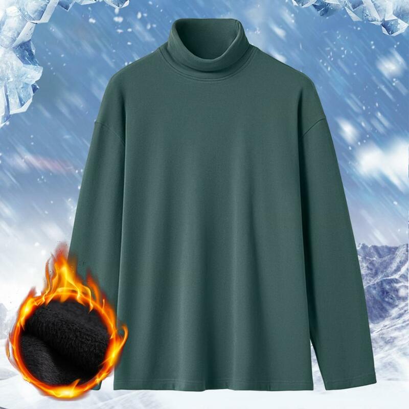 Зимняя мужская водолазка базовый топ с длинными рукавами вязаный пуловер сохраняющий тепло двойной воротник эластичная антипиллинговая Мужская Базовая футболка