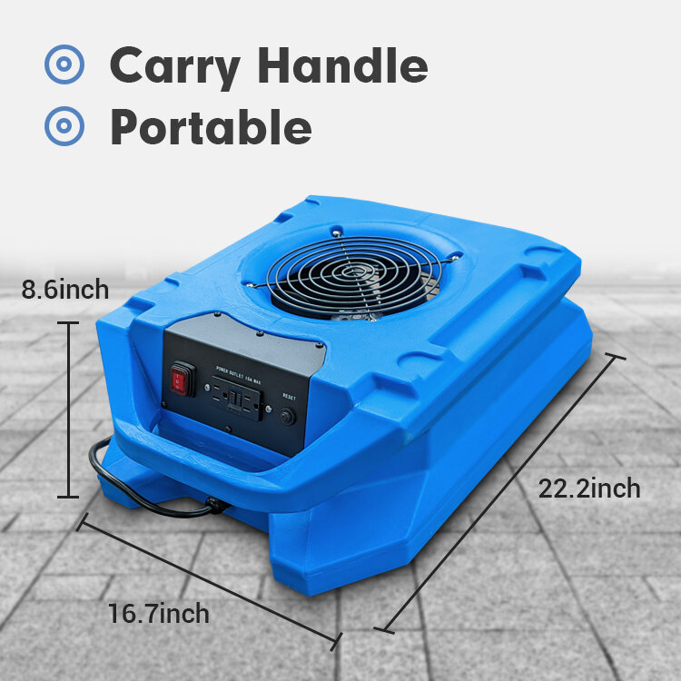 Compact Powerful Air Flow Roto Molded Air Blower Electric Water Damage Restoration Floor Dryer Low Profile Air Mover