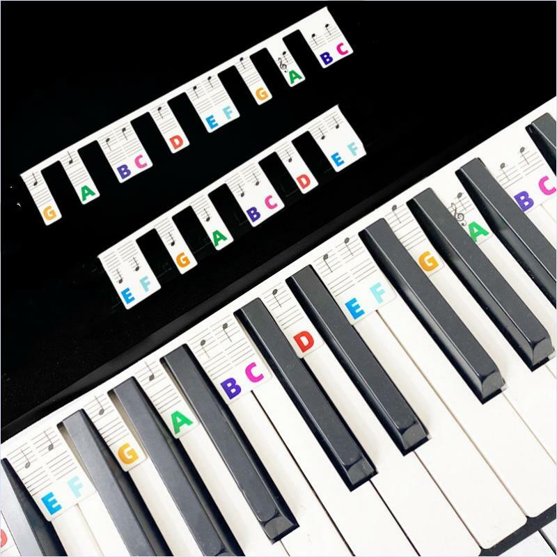 Stiker Keyboard Piano untuk 88 warna-warni kunci hitam musik Keyboard Piano elektronik stiker catatan label catatan Piano untuk belajar