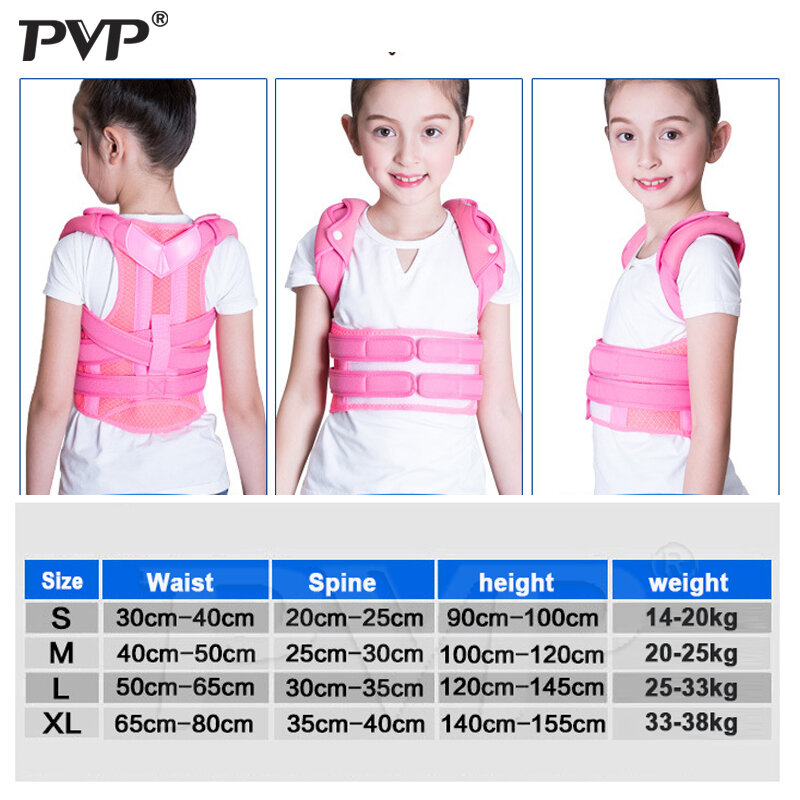PVP-Corrector de postura ajustable con hombros para niños, cinturón de soporte para espalda, corsé ortopédico para niños, columna vertebral, Lumbar