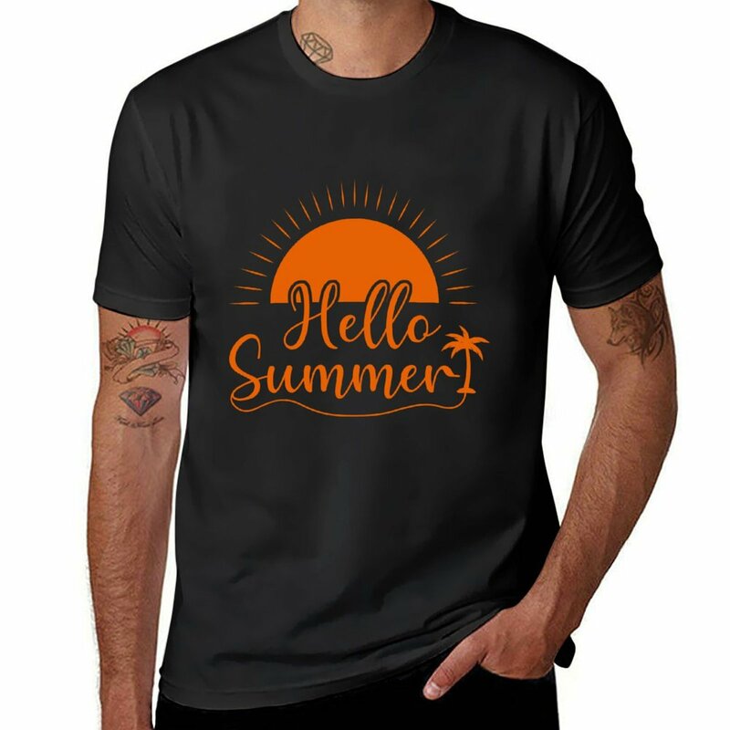 Hello 여름 휴가 티셔츠, 애니메이션 의류, 일반 한국 패션, 히피 의류, 남성 일반 티셔츠