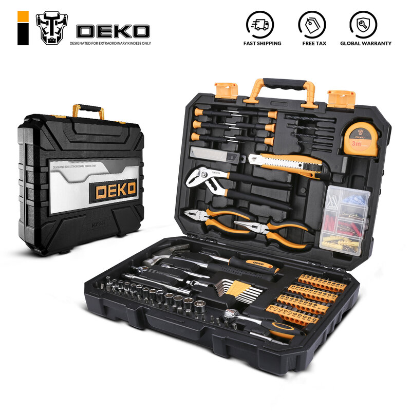 DEKO-Ensemble d'outils à main pour la réparation automobile ou domestique, outils de mécanicien, ensemble de douilles, sortie d'usine