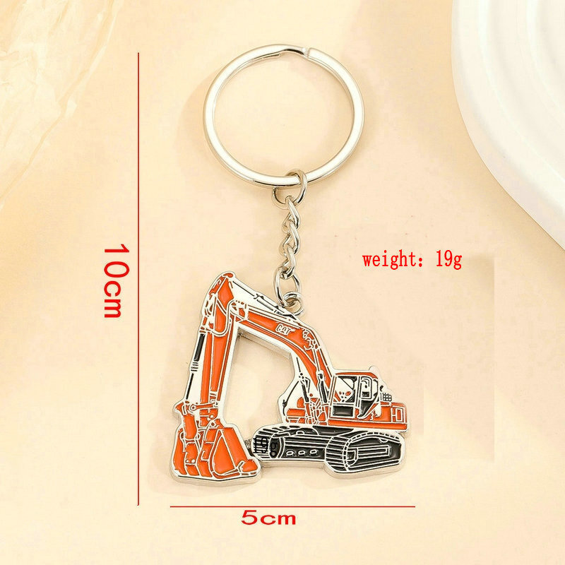 Creative Zinc Alloy Three-dimensional Excavator Backhoe Key Chain Personality Cartoon Car Pendant Pendant Accessories Jewelry