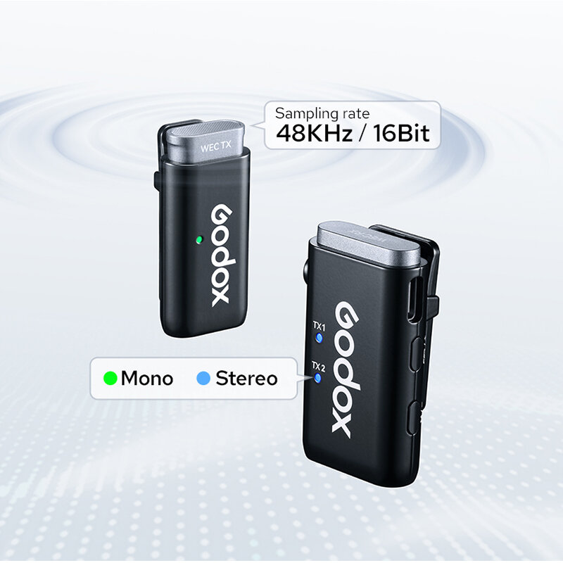 Godox WEC microfono Lavalier Wireless da 2.4GHz per fotocamera DSLR registrazione Video di Smartphone riduzione della trasmissione in diretta rumore