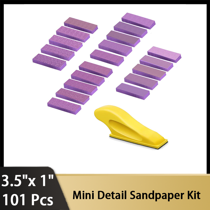 3.5 "× 1" Mini-Finger detail Mikrosandpapier-Kit 101 Stück nasses, trockenes Klett papier mit Körnung 60 bis für Metall holz projekte