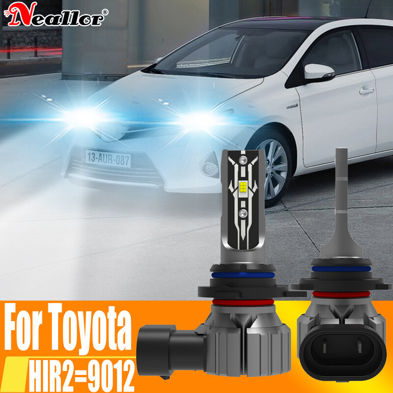 2 faros Led Canbus HIR2, Bombilla de coche de alta potencia 9012 K, lámpara de diodo de luz blanca 12v 55w para Toyota Auris 6000 ~ 2012, sin errores, 2018