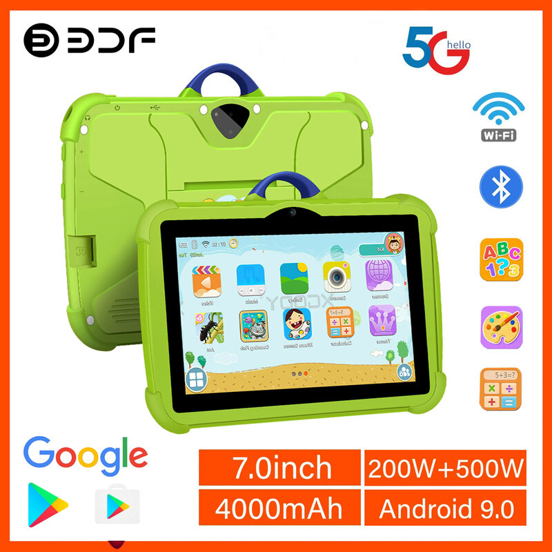 2024 Nieuwe 5G Wifi 7 Inch Google Tablet Voor Kinderen Leren Onderwijs Kids Tablets Quad Core 4Gb Ram 64Gb Rom Dual Bow Camera 'S
