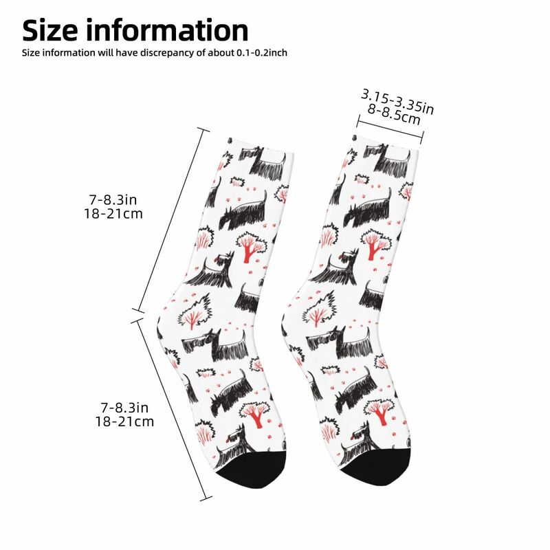 Colorful Scottish Terrier Dogs Basketball Socks Gift for Animal Dog Lover Polyester Middle Tube Socks for Women Men Breathable