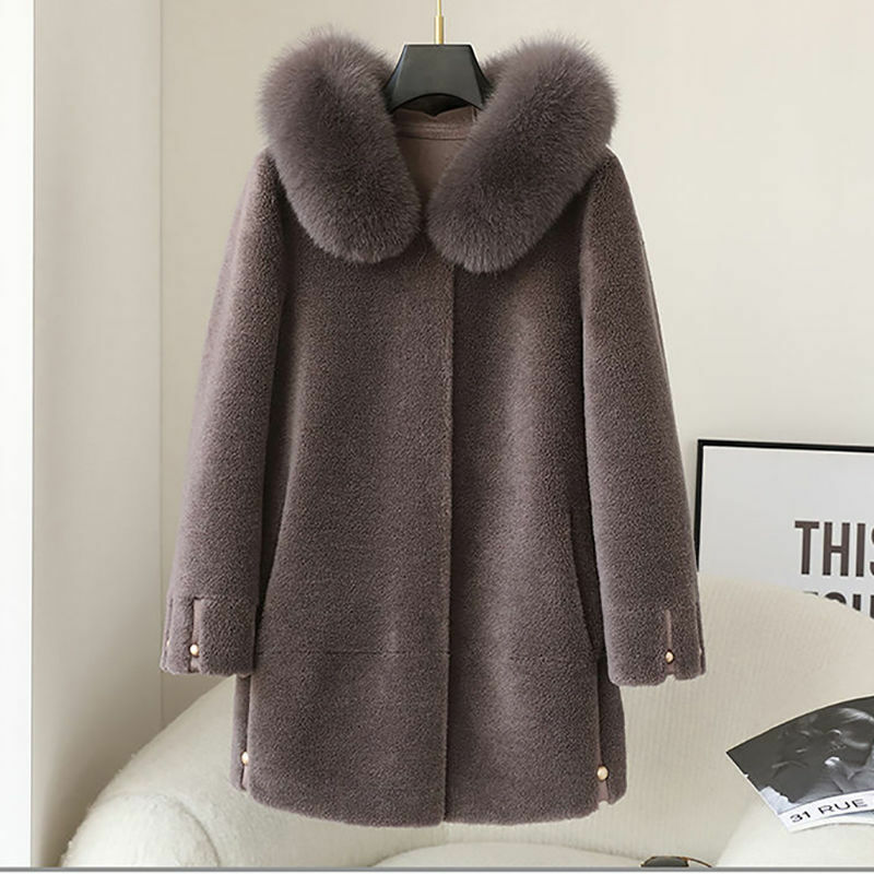 Cappotti in Shearling di pecora da donna per le donne 2024 abbigliamento invernale cappotto in vera pelliccia con cappuccio solido giacche in lana femminile Casaco Feminino E618