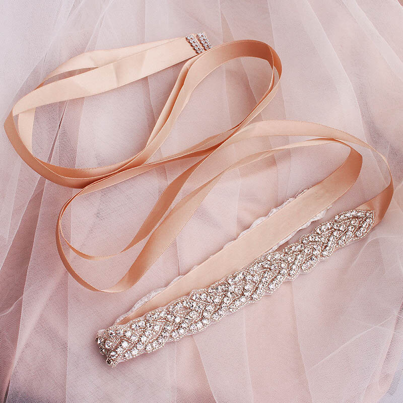 Ceinture elegante cintura da sposa in cristallo argento per abito da ballo fascia cintura da sposa in nastro rosa per abito da sposa accessori da sposa B6