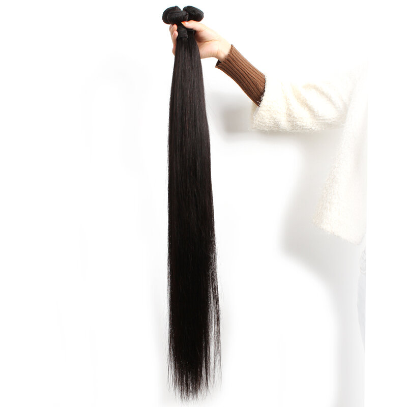 Bundel rambut manusia 32 inci Remy ekstensi rambut Brasil panjang tulang pinggang lurus rambut panjang Kain 1/3/4 buah 28 30 32 inci