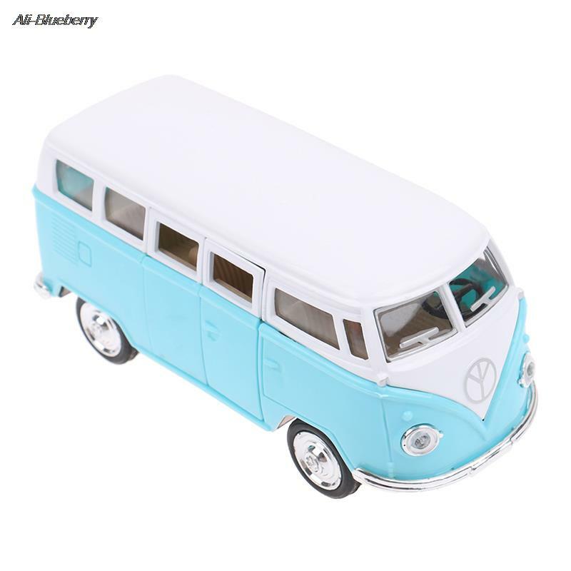 1:32 mainan diecast logam paduan, mainan tarik mundur model kendaraan logam Bus tarik ke belakang untuk hadiah anak-anak