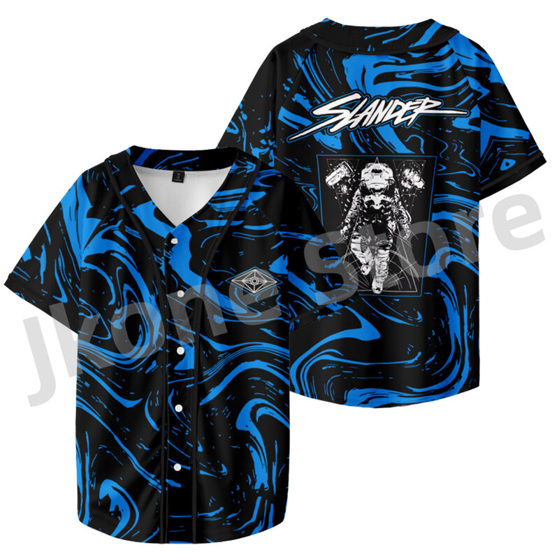 Jaqueta de beisebol com logotipo Slander masculina e feminina, camiseta de manga curta, casual, merch