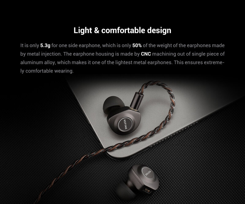 KEFINE Delci 10mm DLC+PU Diaphragm Dynamic Driver Hifi Wired IEM Earphones with CNC Metal & Detachable 0.78mm 2pin 3.5mm Cable