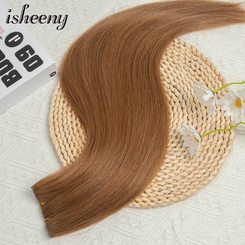Isheeny-Extensions de Cheveux Humains, Lisses, Longs, Trame de Bande, Invisible PU, Inject Naturel, Bundles de Cheveux, 12 "-22", 100g