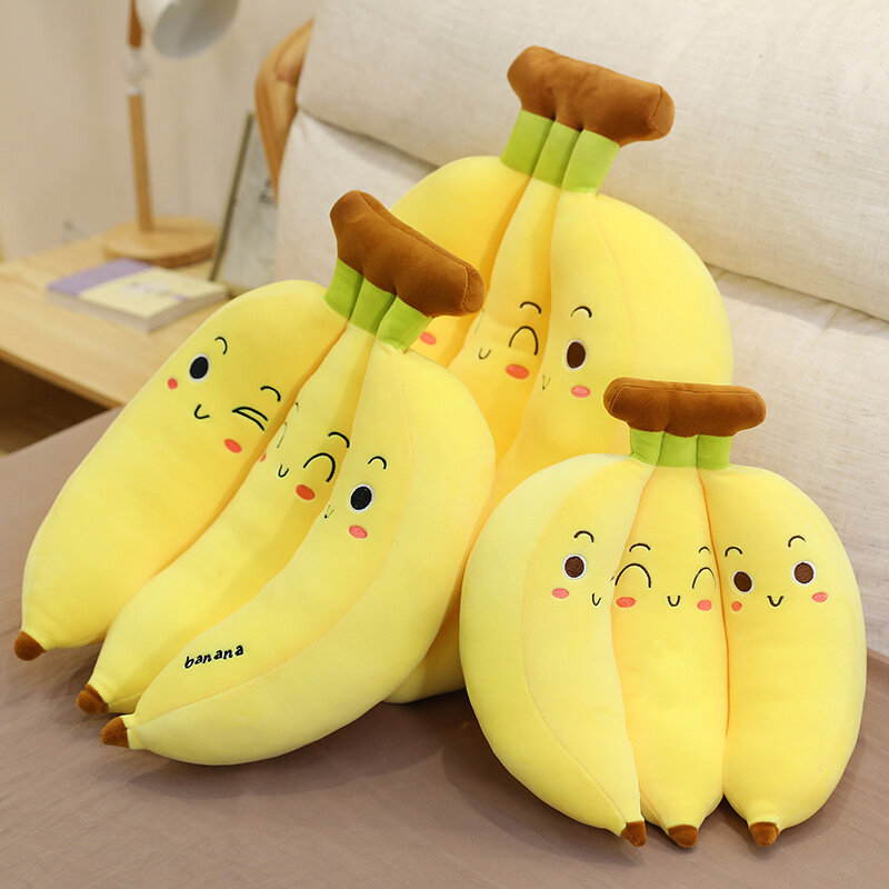 Simulação Criativa Banana Plush Toy Cartoon Stuffed Plants Bananas Plushies Lance Almofadas Almofada Soft Kids Brinquedos Home Decor