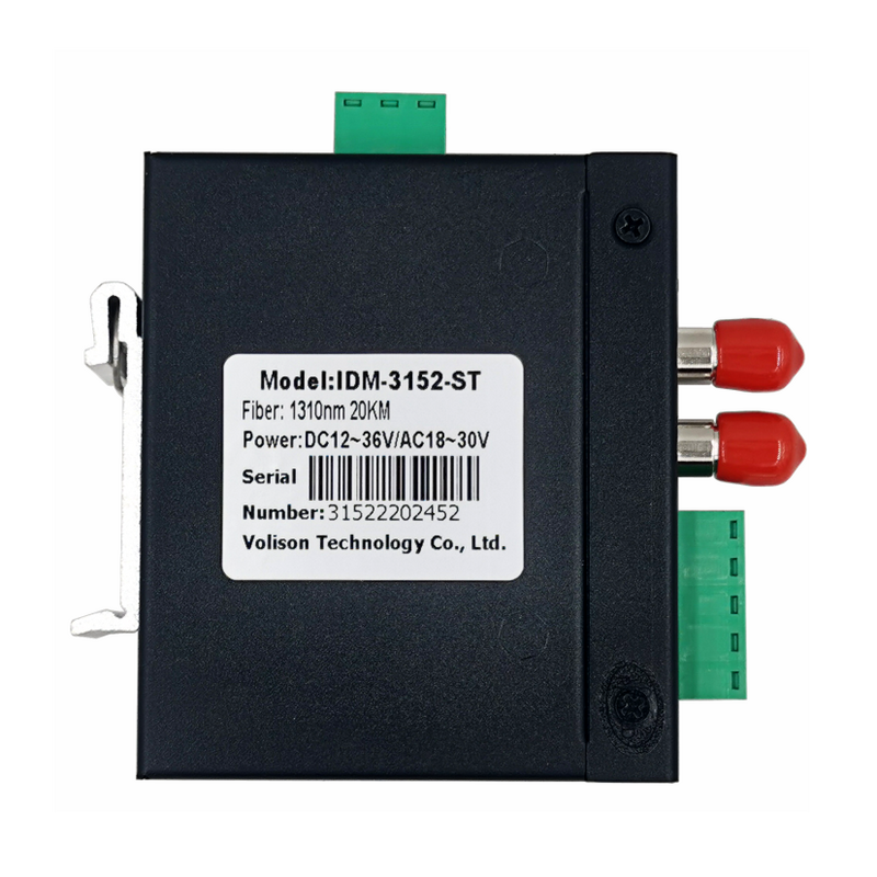 Transceptor Industrial de fibra óptica 485 de 2 vías, convertidor RS485 a fibra óptica, 12V, 24V, IDM-3152 de guía