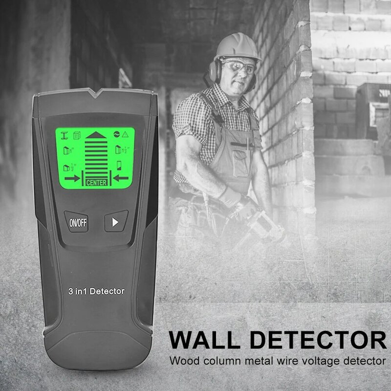 Profissional Handheld Profundidade Metal Detector, Stud Finder, Scanner de parede, Sensor para Fio Detectar, Metal Seekers, 3 em 1