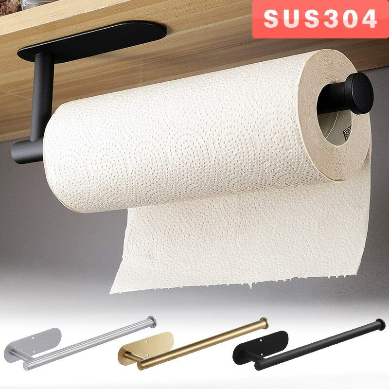 Edelstahl Papier handtuch halter selbst klebende Toiletten papier halter kein Locher Küche Bad Toilette verlängern Lager regal