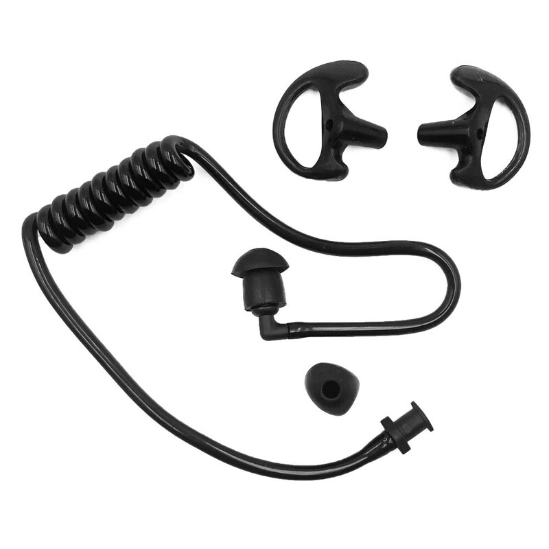 Reemplazo de tubo de aire para walkie-talkie, bobina de auricular acústica, tubo de aire de resorte negro, reemplazo de tapones para auriculares de Radio