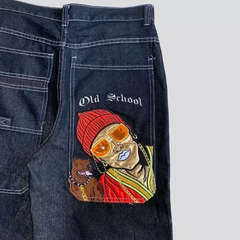 2024 JNCO American New High Street Hip Hop Print Jeans da uomo Street Loose Harajuku Retro dritto gamba larga Casual coppia pantaloni
