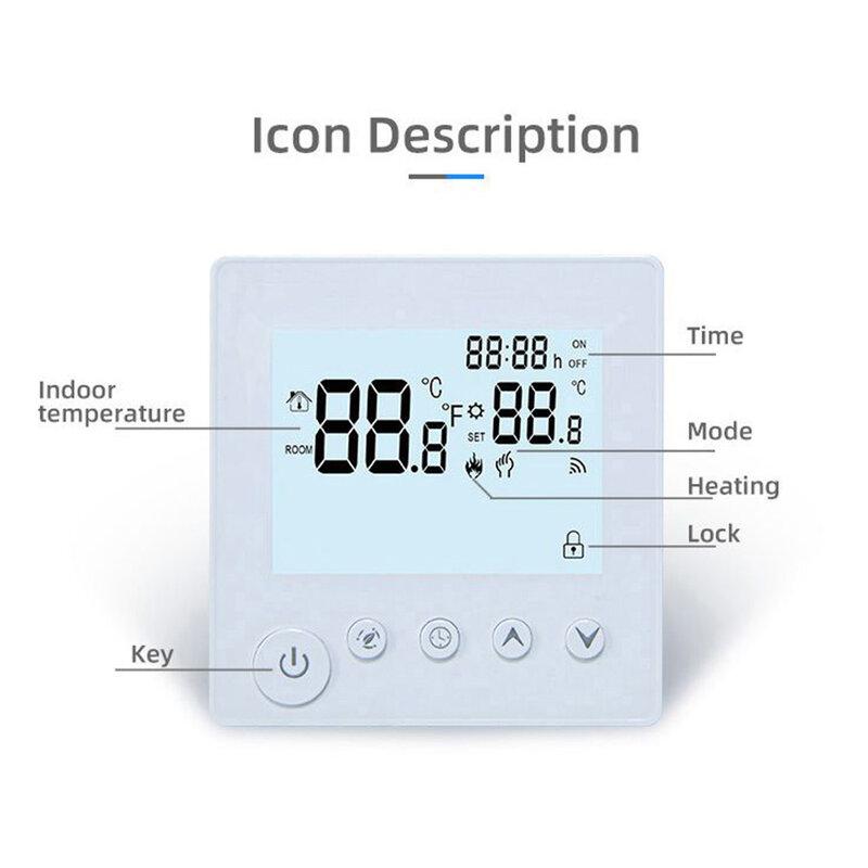 Digital Thermostat Peças De Reposição, Piso De Aquecimento, Aquecimento De Parede, Acessórios, Brand New, Branco, 8.6x8.6x4cm