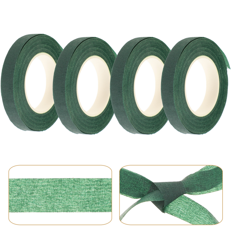 4 Pcs Flower Tape Flower Wrapping Tape Wound Green Washi Flower Wrapping Wedding Paper for Bouquets Florist Craft Supplies Stem