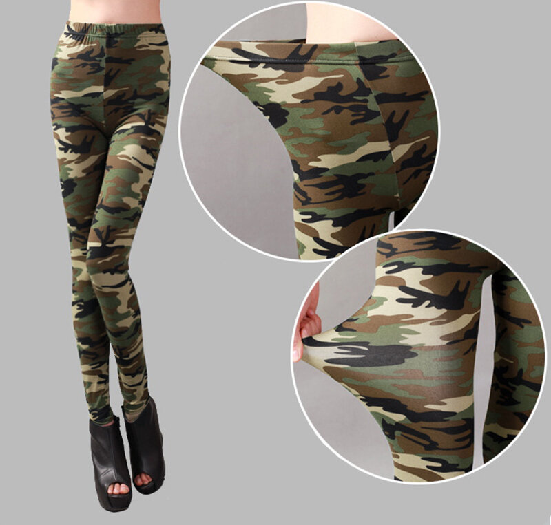 Double-Headed Invisible Zipper for Field Dating Women Camouflage Leggings Fitness Green Pants Workout Pant