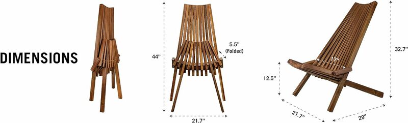 Drewniane składane krzesło na zewnątrz, niskoprofilowe drewno akacjowe fotel wypoczynkowy z certyfikatem FSC drewno akacjowe w pełni zmontowane-Espresso