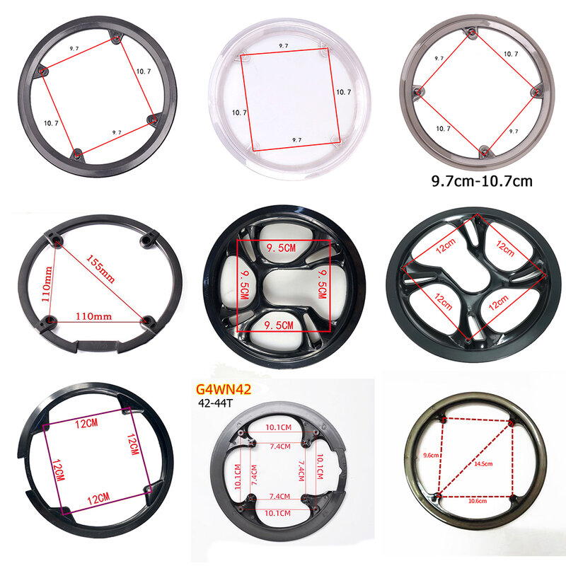 4/8 Holes 42T/48T BIke Crank DIY Cover Bicycle Crankset Chain Wheel Cover Guard Replacement Protector 9.7-10.7 Optional Size