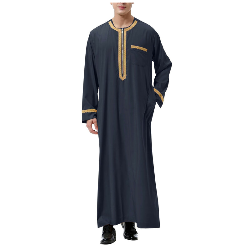 Abaya pakaian pria Muslim gaun Islam mode Kaftan Pakistan Kaftan Arab Saudi Jubba Thobe Dubai Musulman 2024 baru