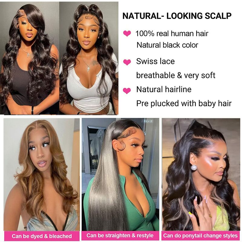 13x6 Body Wave Lace Front Wig 30 Inch Hd Lace Frontal Glueless Wigs For Women Choice 13x4 Guleless Wigs Human Hair Ready to Wear