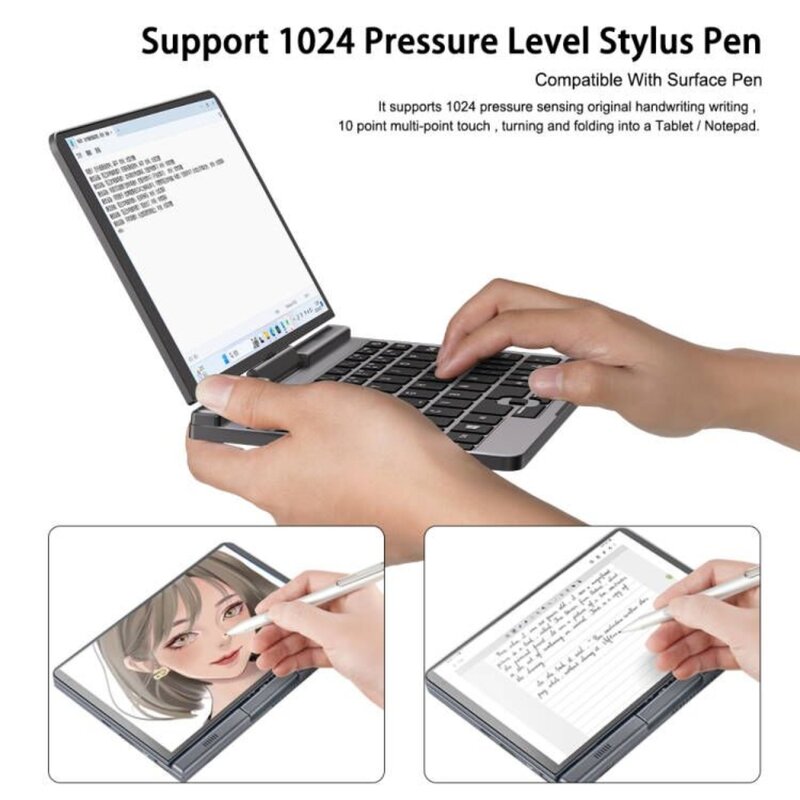 Crelander p8 8 zoll mini laptop touchscreen drehbar 360 grad intel alder n100 12gb wifi6 notebook tablet pc tragbare laptops