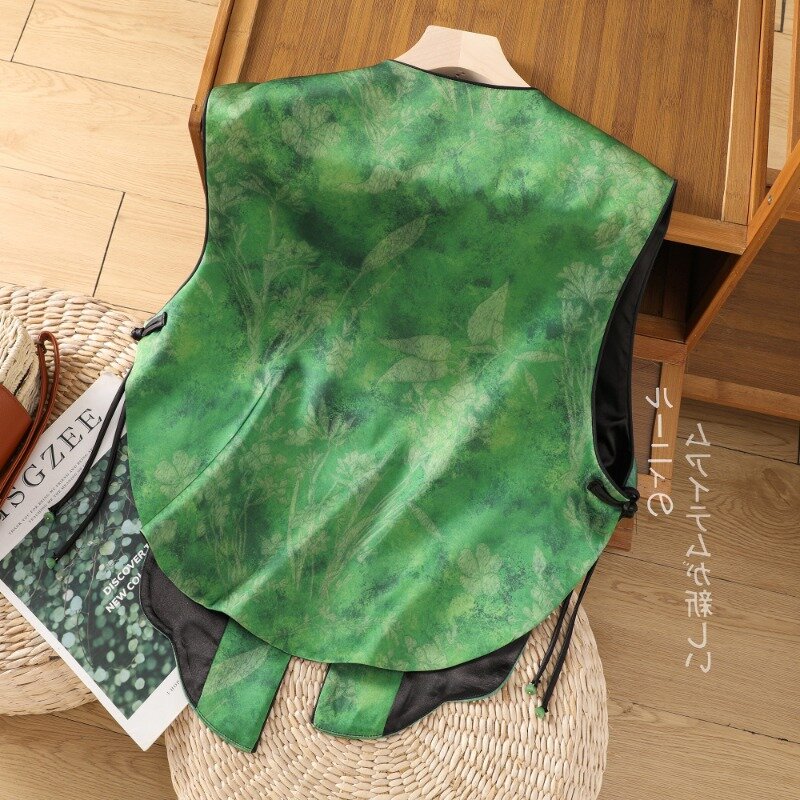 2024 High End New Chinese Style Jacquard Button Vest Women's Spring New Round Neck Contrast Sleeveless Coat Female Clothing