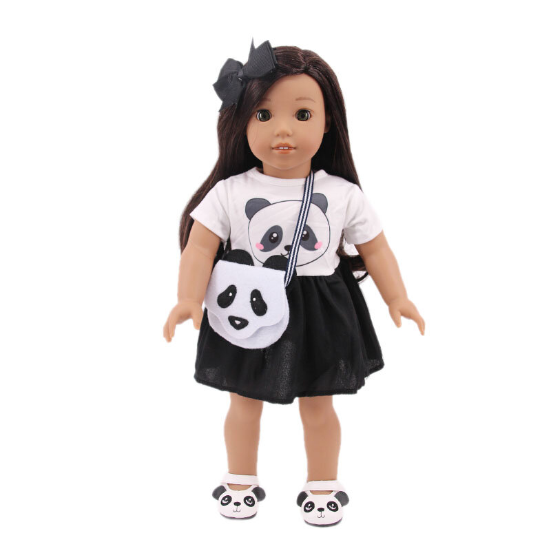 Poppenkleding + Tas Mooie Jurk Set Voor 18Inch Meisje American & 43 Cm Baby New Born Pop Accessoires, Onze Generatie Speelgoed Geschenken