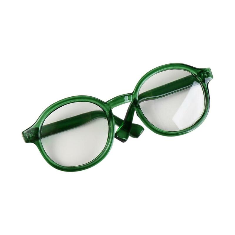 نظارات صغيرة بلاستيكية شفافة مستديرة ، لون الحلوى ، ملحق دمية