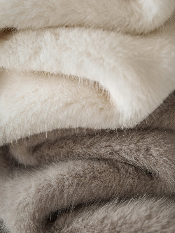 Mantel bulu terintegrasi gaya nasional kerah V, mantel bulu musim gugur dan musim dingin