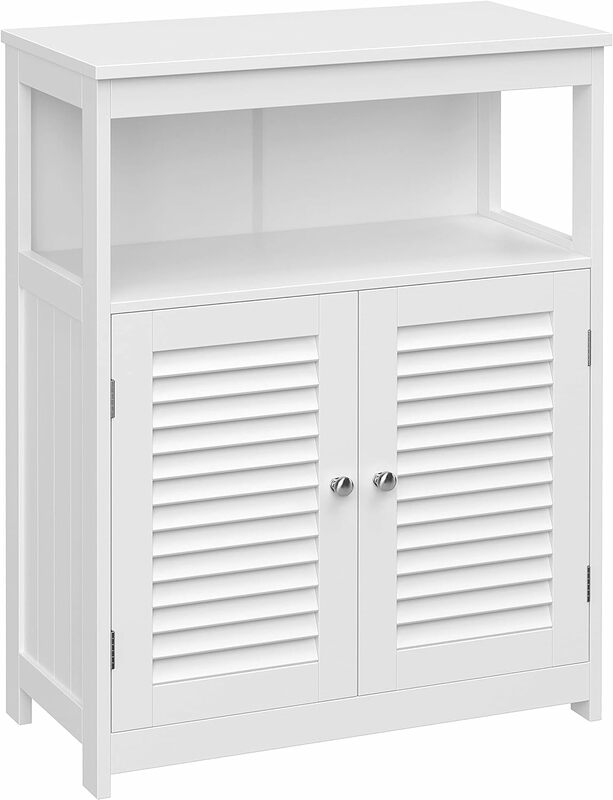 Bathroom Cabinet Freestanding Storage Cabinet Double Layer With Shutter Door And Adjustable Shelf Cabinet For Bathroom/Bedroom