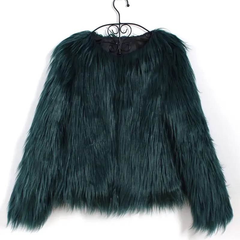 TPJB New Furry Fur Coat Women Fluffy Warm Long Sleeve Outerwear Autumn Winter Coat Jacket Hairy Collarless Overcoat Oversize 3XL
