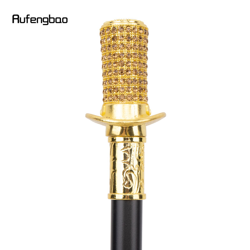 Tongkat berjalan berlian buatan, emas Fashion dekoratif tongkat berjalan pria elegan Cosplay Knob Crosier 96cm