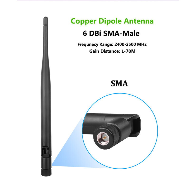Antena WiFi nirkabel 6dBi SMA Pria, antena WiFi konektor laki-laki 2 psc 2.4GHz untuk kartu jaringan Router kamera IP kabel kuncir