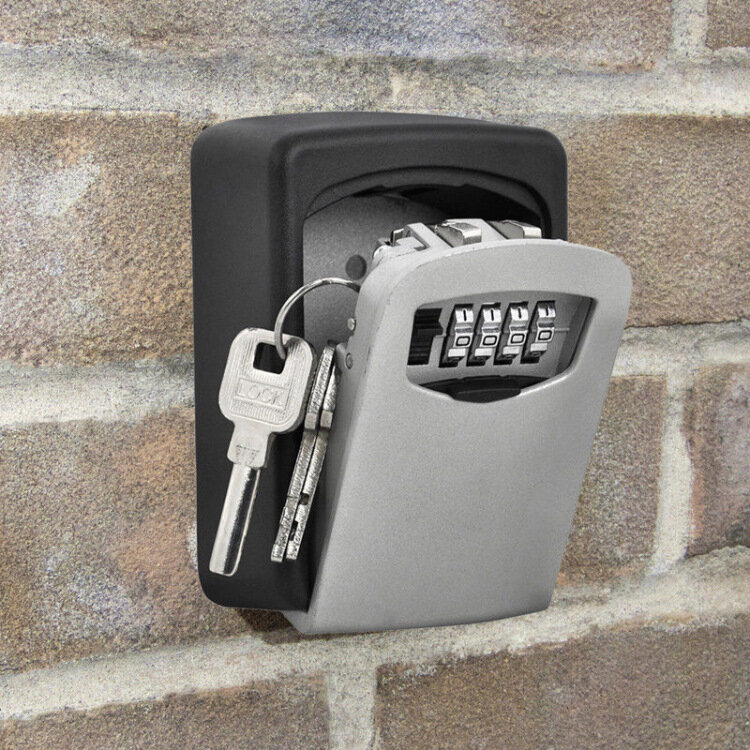 Mini Wall Mount Sleutel Opslag Geheim Box Organizer 4 Cijfercombinatie Wachtwoord Security Code Lock Geen Sleutel Home-toets Veilig doos